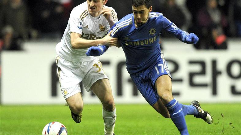 Hazard Davies Swansea City Chelsea Capital One Cup polfinale ligaški pokal