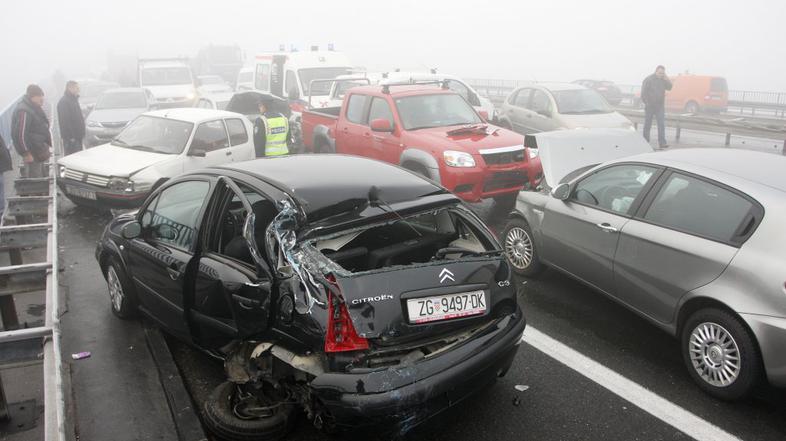 Verižno trčenje v Zagrebu.