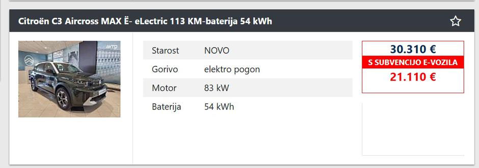 Oglasi s subvencijo na spletnem oglasniku | Avtor: Zajem zaslona/avto.net