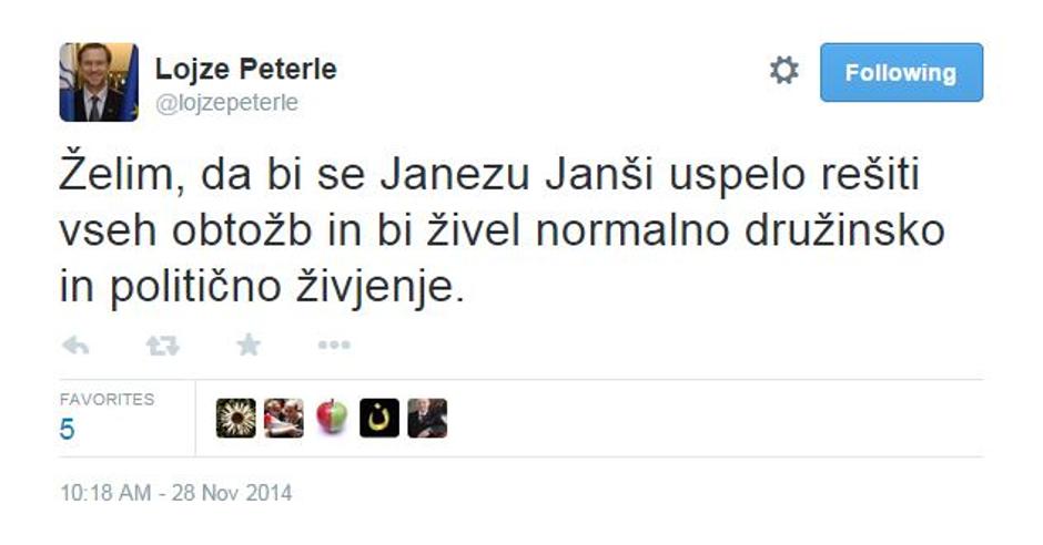 Peterletov tvit | Avtor: Reševalni pas/Twitter