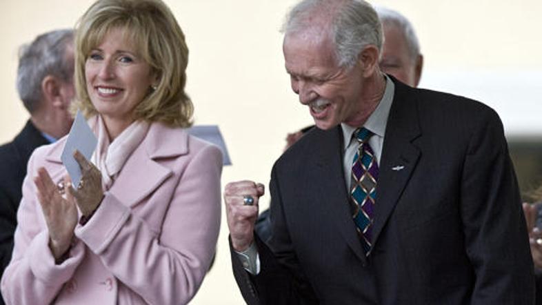 Lorraine in Chesley Sullenberger sta bila ob dobrodošlici, ki jima jo je priredi
