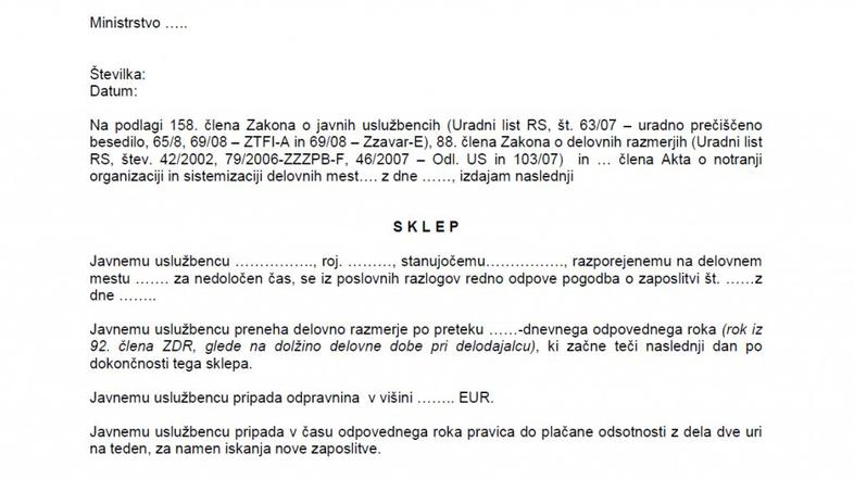 Obrazec za odpuščanje 