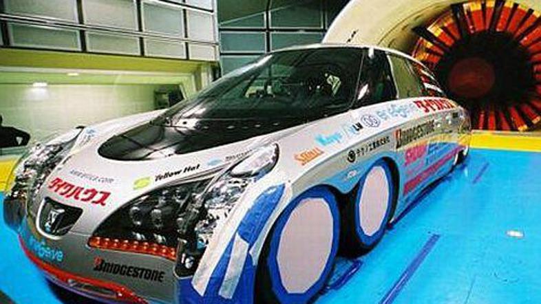 Osem koles, enako število elektromotorjev ter baterij, izdelanih iz materialov, 