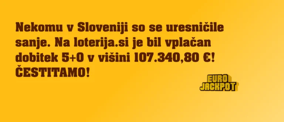 Eurojackpot dobitek | Avtor: Loterija Slovenije