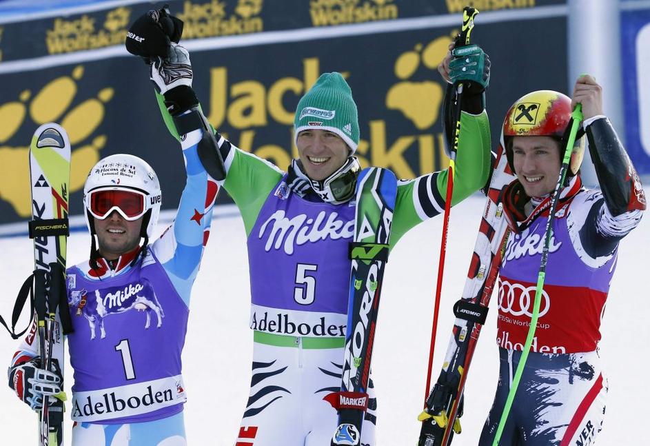 Felix Neureuther Thomas Fanara Marcel Hirscher veleslalom adelboden