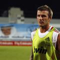 David Beckham se je na prvem treningu z novimi soigralci pošteno spotil.
