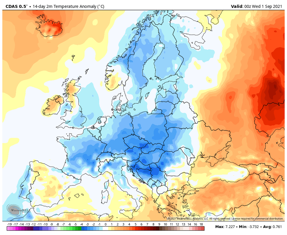 Avgust povprečne temperature | Avtor: ciklon.si