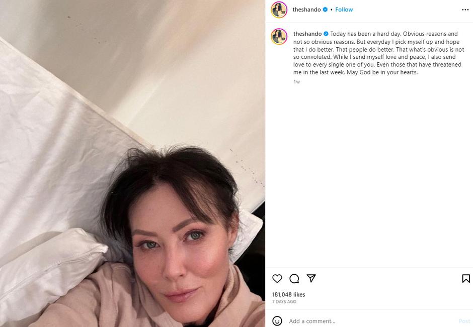 Shanne Doherty  Več na: https://www.zurnal24.si/magazin/vip/bolna-shannen-doherty-se-je-pokazala-v-javnosti-412144 - www.zurnal24.si | Avtor: Instagram