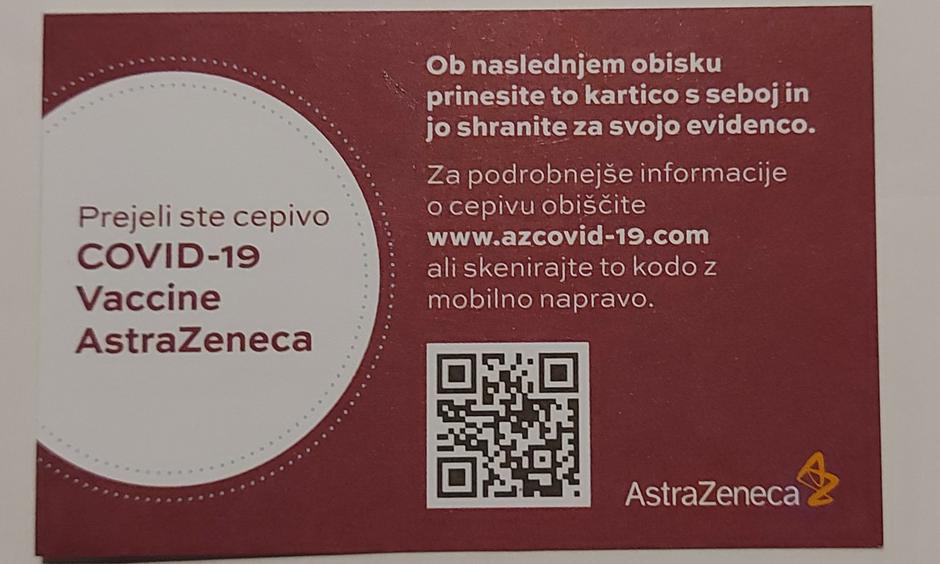 Kartica AstraZeneca | Avtor: M. Ha.