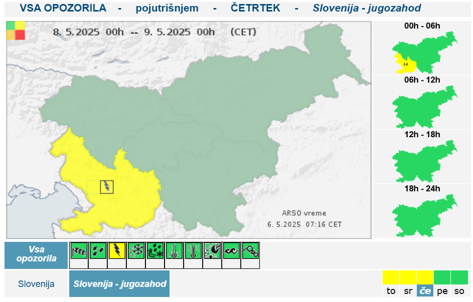 Arso opozorilo - nevihte | Avtor: Arso