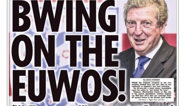 Hodgson The Sun govorna napaka tabloid naslovnica selektor Anglija